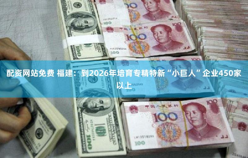 配资网站免费 福建:到2026年培育专精特新“小巨人”企业450家以上