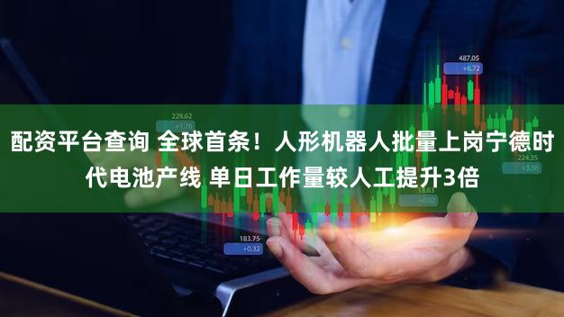配资平台查询 全球首条！人形机器人批量上岗宁德时代电池产线 单日工作量较人工提升3倍